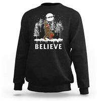 Bigfoot Christmas Tree Lights Sweatshirt Believe Rock On Sasquatch Santa Hat - Wonder Print Shop