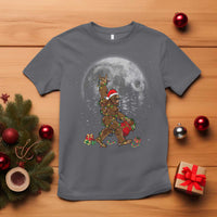 Bigfoot Christmas Tree Lights T Shirt Believe Bigfoot Santa Hat Sasquatch Loves Rock On - Wonder Print Shop