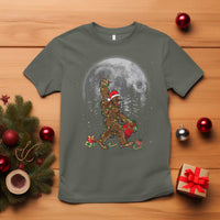 Bigfoot Christmas Tree Lights T Shirt Believe Bigfoot Santa Hat Sasquatch Loves Rock On - Wonder Print Shop