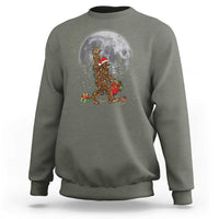 Bigfoot Christmas Tree Lights Sweatshirt Believe Bigfoot Santa Hat Sasquatch Loves Rock On - Wonder Print Shop