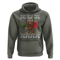 Funny Bigfoot Christmas Hoodie Believe Bigfoot Santa Hat Sasquatch Loves Rock On