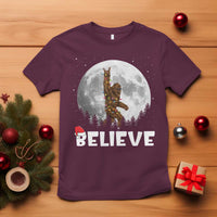 Funny Bigfoot Christmas T Shirt Cool Full Moon & Trees Sasquatch Xmas Lights - Wonder Print Shop