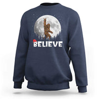 Funny Bigfoot Christmas Sweatshirt Cool Full Moon & Trees Sasquatch Xmas Lights - Wonder Print Shop