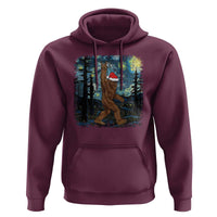 Christmas Bigfoot Starry Night Hoodie Sasquatch Santa Hat Sasquatch Van Gogh Sky Painting Art