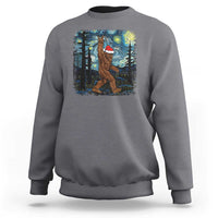 Christmas Bigfoot Starry Night Sweatshirt Sasquatch Santa Hat Sasquatch Van Gogh Sky Painting Art - Wonder Print Shop