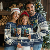 Bigfoot Starry Night Ugly Christmas Sweater Sasquatch Santa Hat Sasquatch Van Gogh Sky Painting Art Xmas Gift - Wonder Print Shop