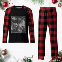 Funny Graphic Bigfoot Selfie with UFOs Weird Plaid Pajama Set - Wonder Print Shop