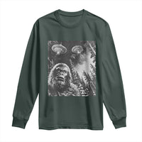Funny Graphic Bigfoot Selfie with UFOs Weird Long Sleeve Shirt