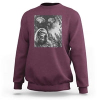 Funny Graphic Bigfoot Selfie with UFOs Weird Sweatshirt - Wonder Print Shop