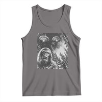 Funny Graphic Bigfoot Selfie with UFOs Weird Tank Top