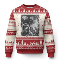 Funny Graphic Bigfoot Selfie with UFOs Weird Ugly Christmas Sweater - Wonder Print Shop