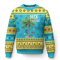 Hawaiian Christmas Ugly Christmas Sweater Deck The Palms Christmas Palm Tree Beach Family Vacation - Wonder Print Shop