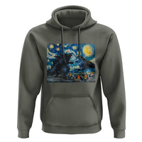 Godzilla Versus Moo Deng Hoodie Vintage Van Gogh Starry Night