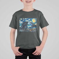 Godzilla Versus Moo Deng T Shirt For Kid Vintage Van Gogh Starry Night - Wonder Print Shop