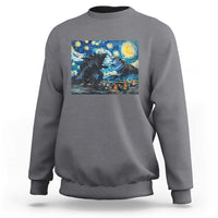 Godzilla Versus Moo Deng Sweatshirt Vintage Van Gogh Starry Night - Wonder Print Shop