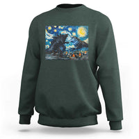 Godzilla Versus Moo Deng Sweatshirt Vintage Van Gogh Starry Night - Wonder Print Shop