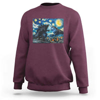Godzilla Versus Moo Deng Sweatshirt Vintage Van Gogh Starry Night - Wonder Print Shop