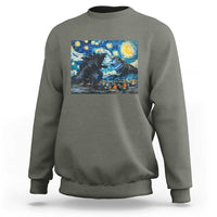 Godzilla Versus Moo Deng Sweatshirt Vintage Van Gogh Starry Night - Wonder Print Shop