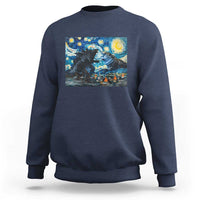 Godzilla Versus Moo Deng Sweatshirt Vintage Van Gogh Starry Night - Wonder Print Shop