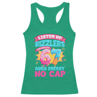 Listen Up Rizzlers This Sigma Has 67 Aura Energy Six Seven Racerback Tank Top Baseball Drip Number 67 - Wonder Print Shop