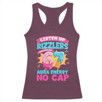 Listen Up Rizzlers This Sigma Has 67 Aura Energy Six Seven Racerback Tank Top Baseball Drip Number 67 - Wonder Print Shop