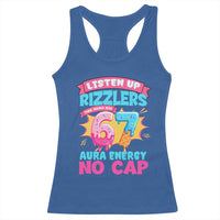 Listen Up Rizzlers This Sigma Has 67 Aura Energy Six Seven Racerback Tank Top Baseball Drip Number 67 - Wonder Print Shop