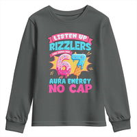 Listen Up Rizzlers This Sigma Has 67 Aura Energy Six Seven Youth Sweatshirt Baseball Drip Number 67 - Wonder Print Shop