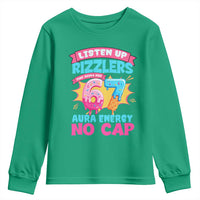 Listen Up Rizzlers This Sigma Has 67 Aura Energy Six Seven Youth Sweatshirt Baseball Drip Number 67 - Wonder Print Shop
