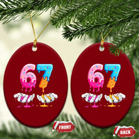 Funny 67 Six Seven Ice Cream Drip Ceramic Ornament Cool Meme 6 7 Funny Number Couple Matching Costume - Wonder Print Shop