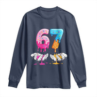 Funny 67 Six Seven Ice Cream Drip Long Sleeve Shirt Cool Meme 6 7 Funny Number Couple Matching Costume - Wonder Print Shop