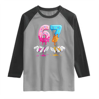 Funny 67 Six Seven Ice Cream Drip Raglan Shirt Cool Meme 6 7 Funny Number Couple Matching Costume - Wonder Print Shop