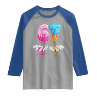 Funny 67 Six Seven Ice Cream Drip Raglan Shirt Cool Meme 6 7 Funny Number Couple Matching Costume - Wonder Print Shop
