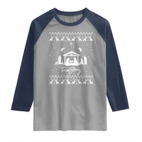 Nativity Scene Christmas Raglan Shirt Christian True Story Jesus Birth Ugly Xmas - Wonder Print Shop