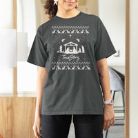 Nativity Scene Christmas T Shirt For Women Christian True Story Jesus Birth Ugly Xmas - Wonder Print Shop