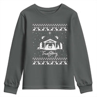 Nativity Scene Christmas Youth Sweatshirt Christian True Story Jesus Birth Ugly Xmas - Wonder Print Shop