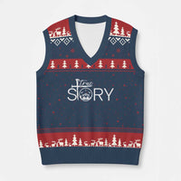 Christian True Story V-Neck Knit Sweater Vest Nativity Scene Xmas Faith Cross Jesus Birth - Wonder Print Shop