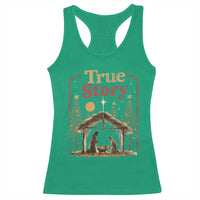 Vintage Nativity Scene Racerback Tank Top Christian Christmas True Story Jesus Birth - Wonder Print Shop