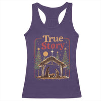 Vintage Nativity Scene Racerback Tank Top Christian Christmas True Story Jesus Birth - Wonder Print Shop