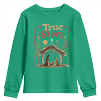 Vintage Nativity Scene Youth Sweatshirt Christian Christmas True Story Jesus Birth - Wonder Print Shop