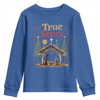 Vintage Nativity Scene Youth Sweatshirt Christian Christmas True Story Jesus Birth - Wonder Print Shop