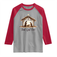 Nativity Scene Raglan Shirt Christian Christmas Jesus Best Gift Ever - Wonder Print Shop