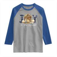 Nativity Scene Raglan Shirt Christian Christmas Jesus Joy To The World - Wonder Print Shop