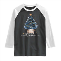 Nativity Scene Raglan Shirt Jesus Reason Tis The Season Christian Christmas Tree - Wonder Print Shop
