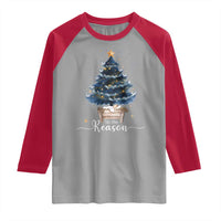 Nativity Scene Raglan Shirt Jesus Reason Tis The Season Christian Christmas Tree - Wonder Print Shop