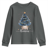 Nativity Scene Youth Sweatshirt Jesus Reason Tis The Season Christian Christmas Tree - Wonder Print Shop
