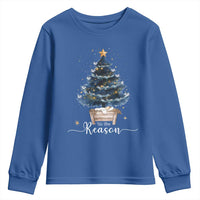 Nativity Scene Youth Sweatshirt Jesus Reason Tis The Season Christian Christmas Tree - Wonder Print Shop