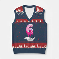 Funny 67 Six Seven Meme Couple Matching V-Neck Knit Sweater Vest Number 6 Baseball Ice Cream Drip - Wonder Print Shop