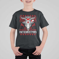 Satan Claus Merry Antichristmas T Shirt For Kid Pentagram Ugly Christmas Sweater Evil Pajama - Wonder Print Shop