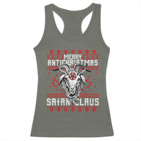 Satan Claus Merry Antichristmas Racerback Tank Top Goth Ugly Christmas Sweater Pentagram Evil Pajama