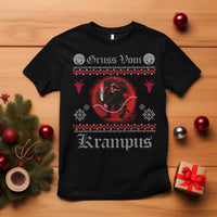 Christmas Krampus T Shirt Goth Xmas Gruss Von Krampus Ugly Christmas Sweater Evil Pajama - Wonder Print Shop